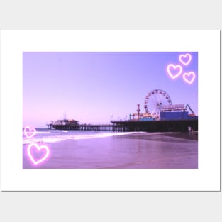 Santa Monica Pier Purple Hearts Posters and Art